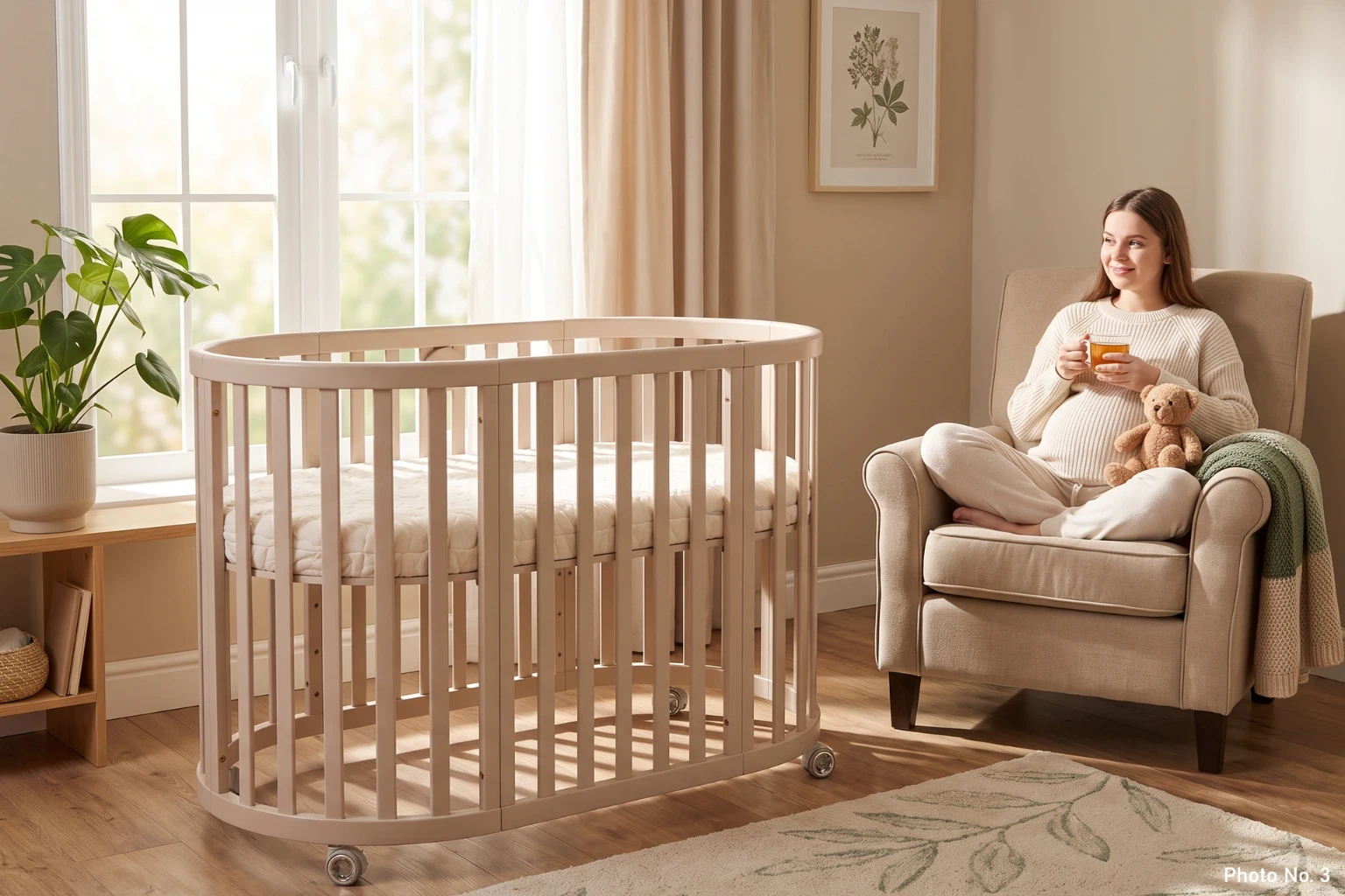 espiro oasis &ndash; a wooden cot that grows with your child with two mattresses and an extension function