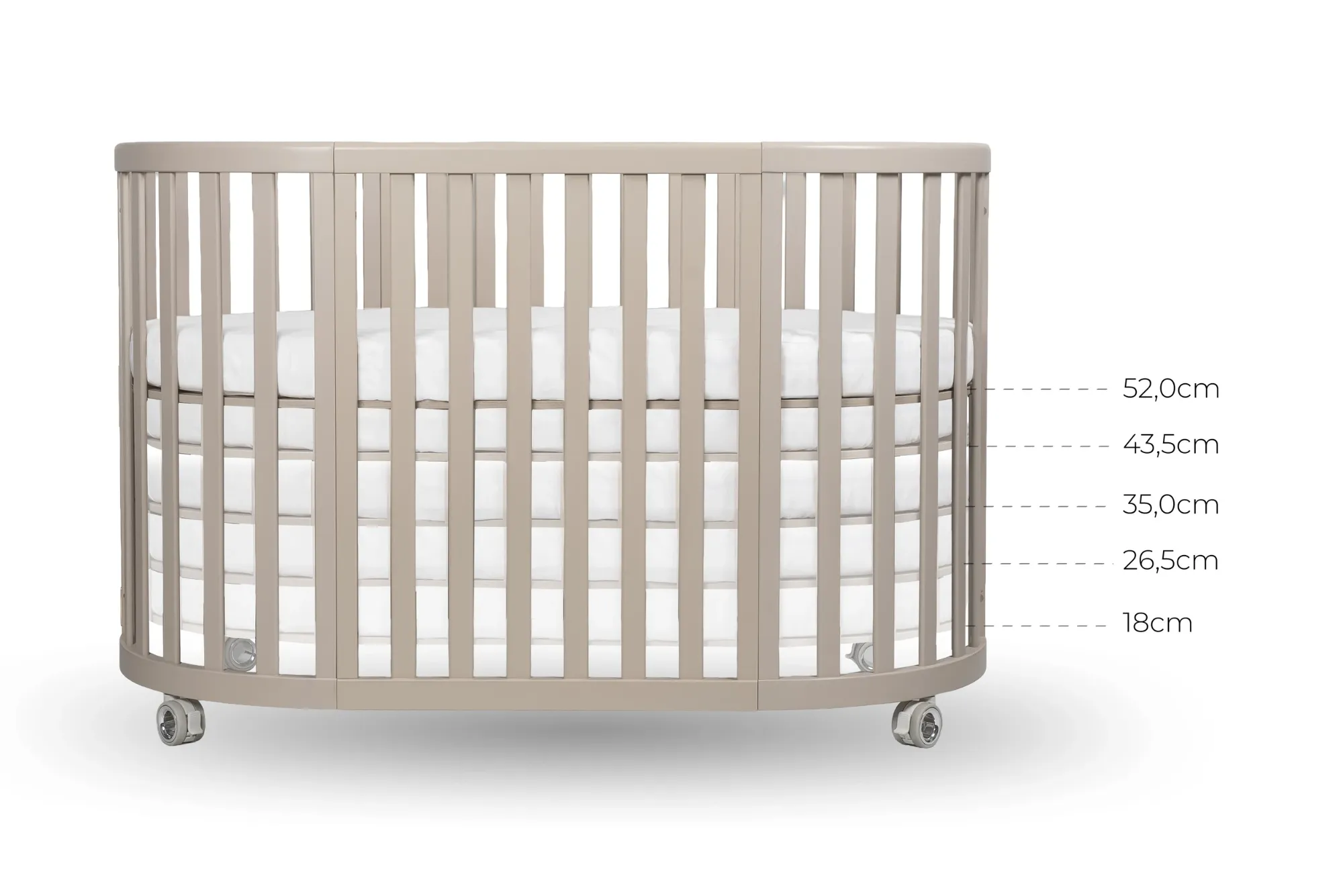 espiro oasis &ndash; a wooden cot that grows with your child with two mattresses and an extension function