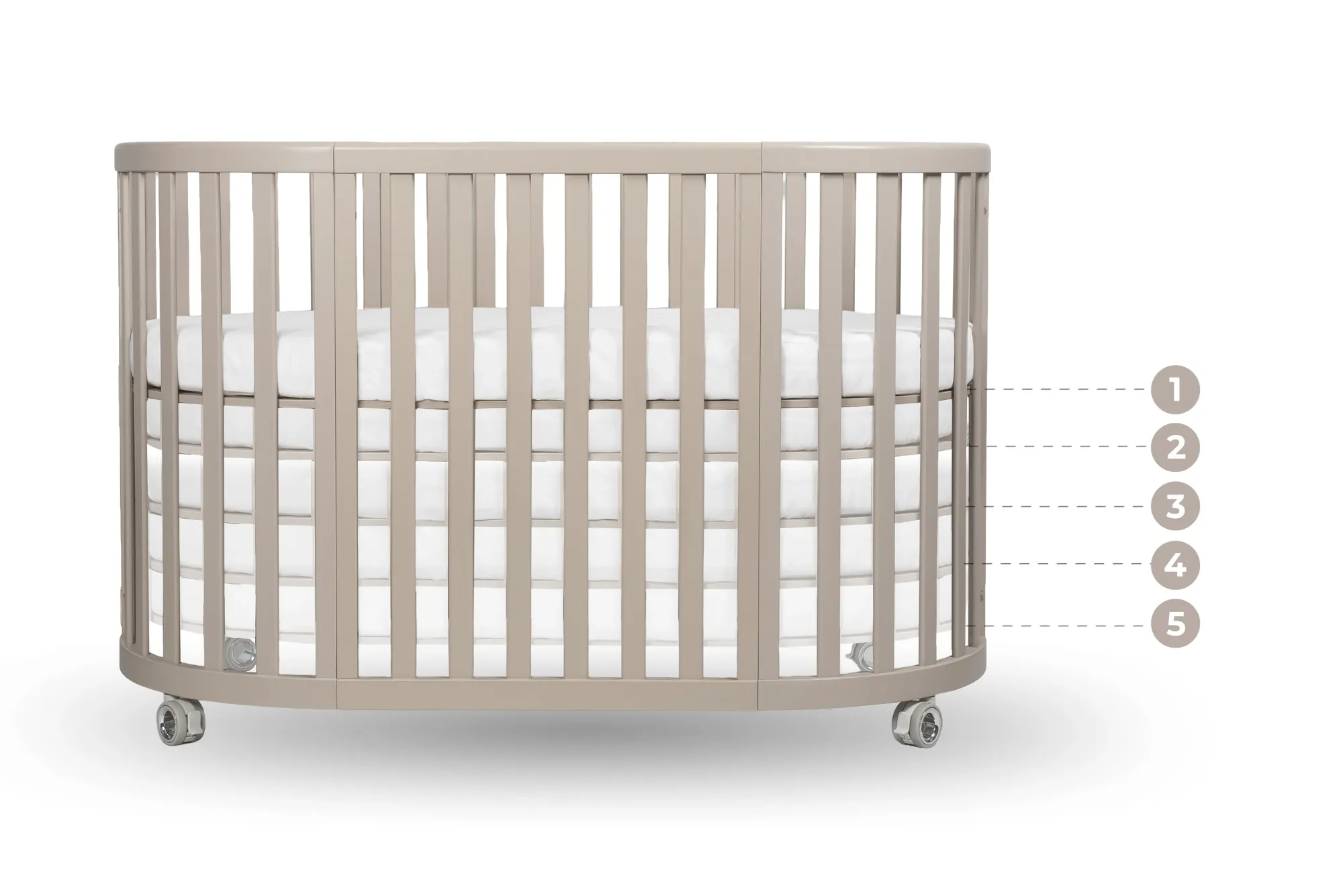 espiro oasis &ndash; a wooden cot that grows with your child with two mattresses and an extension function